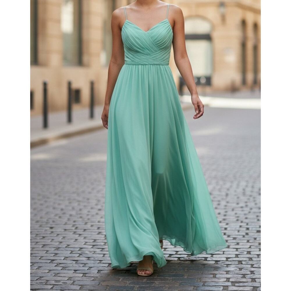 Alfred Angelo Light Green Long Evening Gown Formal Dress Size 6 Sleeveless